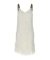 Balmain Fringed Lurex Tweed Minidress In White