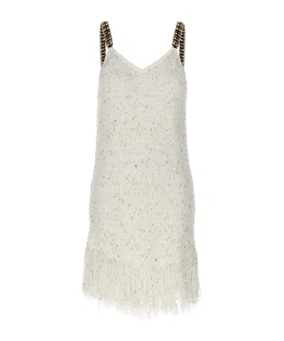 BALMAIN BALMAIN CHAIN STRAP LUREX TWEED MINI DRESS