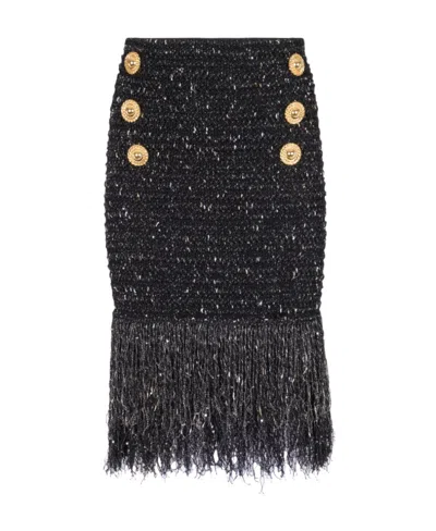 BALMAIN BALMAIN TWEED FRINGED MINI SKIRT