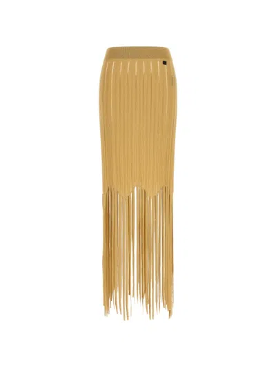 Balmain Fringed Skirt Skirts Beige In Neutral