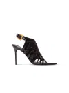 Balmain Fringed Patent Leather Sandals In Black