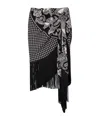 Balmain Fringed Paisley-print Silk Miniskirt In Black