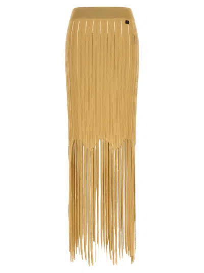 Balmain Fringed Skirt Skirts Beige In Neutral