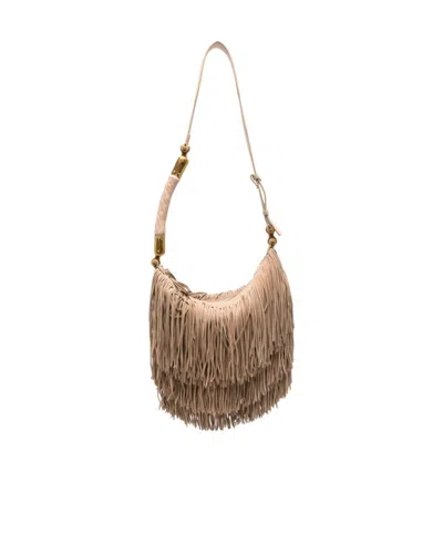 Balmain Fringed Suede Tote Bag In Neutral