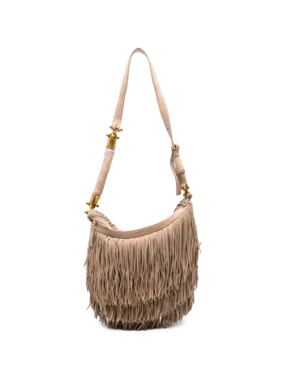 Pre-owned Balmain Fringed Suede Tote Bag In Neutrals