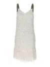 Balmain Fringed Lurex Tweed Minidress In White