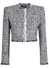 Balmain Tweed Cropped Jacket In Gray