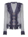 Balmain Tweed Jacket With Fringed Metallic Accents In White
