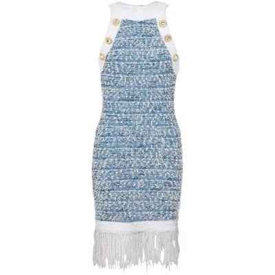 BALMAIN BALMAIN FRINGED TWEED MINIDRESS