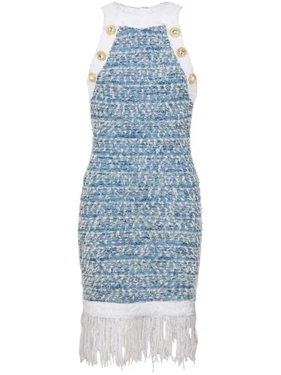BALMAIN FRINGED TWEED MINIDRESS