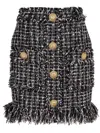 Balmain Fringed Tweed Short Skirt In Eah Noir Multico