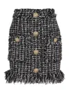 Balmain Fringed Tweed Short Skirt In Multicolour