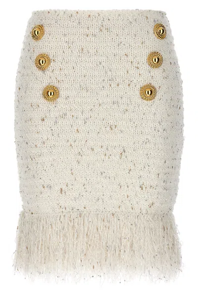 BALMAIN BALMAIN 'FRINGED TWEED' SKIRT