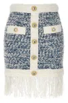 Balmain Frayed Button-embellished Tweed Mini Skirt