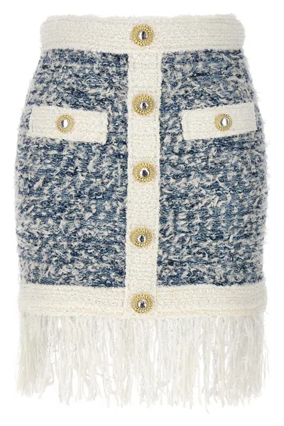 BALMAIN BALMAIN FRINGED TWEED SKIRT