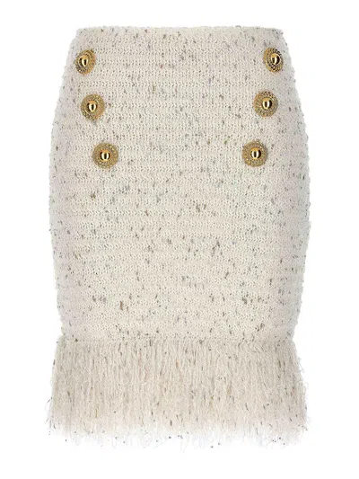 BALMAIN FALDA SEMILARGA - BLANCO
