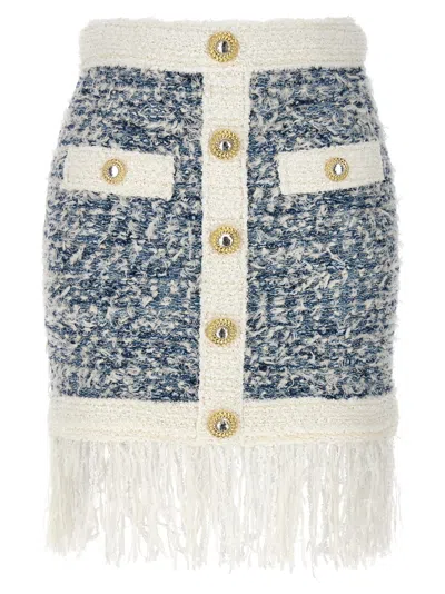 BALMAIN BALMAIN FRINGED TWEED SKIRT