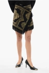 Balmain Fringed Wrapped Mini Skirt With Studs
