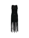Balmain Fringed Pointelle Rib Sweater Dress In Black
