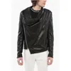 Balmain Front Draped Leather Jacket With Decentralized Zip