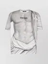 Balmain Front Graphic Round Neck T-shirt In Gray