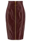 Balmain Front Zip Skirt Skirts Bordeaux In Burgundy