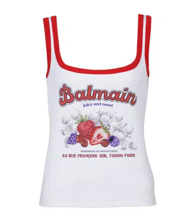 Balmain Fruit Square-neck Tank Top In White