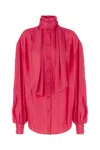 BALMAIN FUCHSIA SILK BLEND OVERSIZE BLOUSE