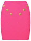 Balmain Embellished Knit Miniskirt In Pink