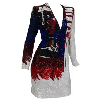 Pre-owned Balmain Fully Embellished "taking Over" Cocktail Dress Size 40 In Black