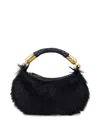 Balmain Fur Tote Bag In Black