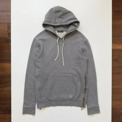 Pre-owned Balmain F/w 2011 Decarnin Grey Side Zip Hoodie In Gray