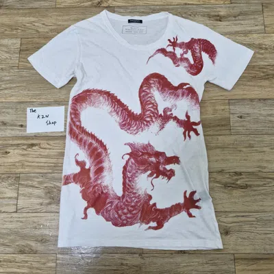 Pre-owned Balmain Fw13 Dragon T Shirt In White