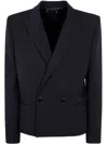 Balmain Double Breasted Tailored Blazer In Blue