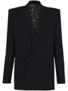Balmain Jacquard-snake Doublebreasted Blazer In Black