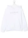 Balmain Gem-logo Pullover Hoodie In Weiss