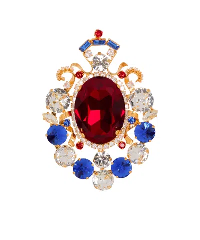 Balmain Gems Crystal Brooch In Brown