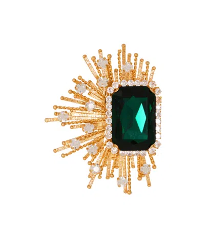 Balmain Gems Rhinestone And Crystal Brooch In Brown