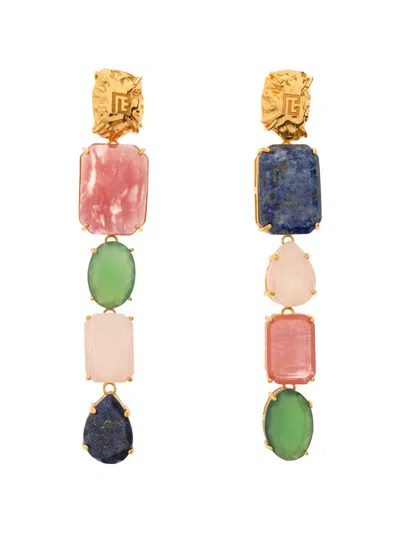 Balmain Gemstone-embellished Drop Earrings In Multi