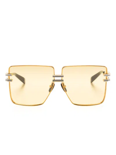 Balmain Gendarme Oversize-frame Sunglasses In Gold