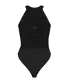 Balmain Geometric-jacquard High-neck Bodysuit In Black