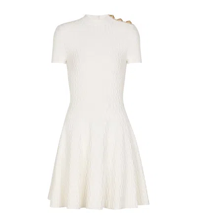 Balmain Geometric Jacquard Mini Dress In White