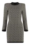 Balmain Monogram Wool-blend Knit Minidress