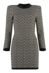 Balmain Monogram Wool-blend Knit Minidress