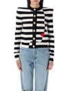 Balmain Face Mariniere Knit Strong-shoulder Cardigan
