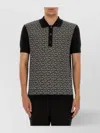 Balmain Monogram Pattern Polo With Classic Collar In Black