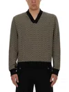 Balmain Geometric Monogram Jersey With Deep V-neckline