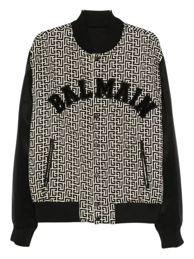 BALMAIN GEOMETRIC-PATTERN BOMBER JACKET