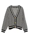 Balmain Geometric-pattern Button Cardigan In Black