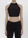 Balmain Geometric Pattern Knit Top In Black